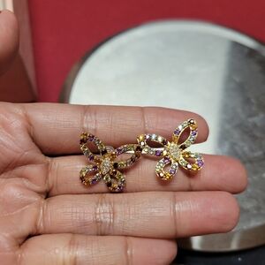 18k Yellow Gold multi colored gem earring & pendant set